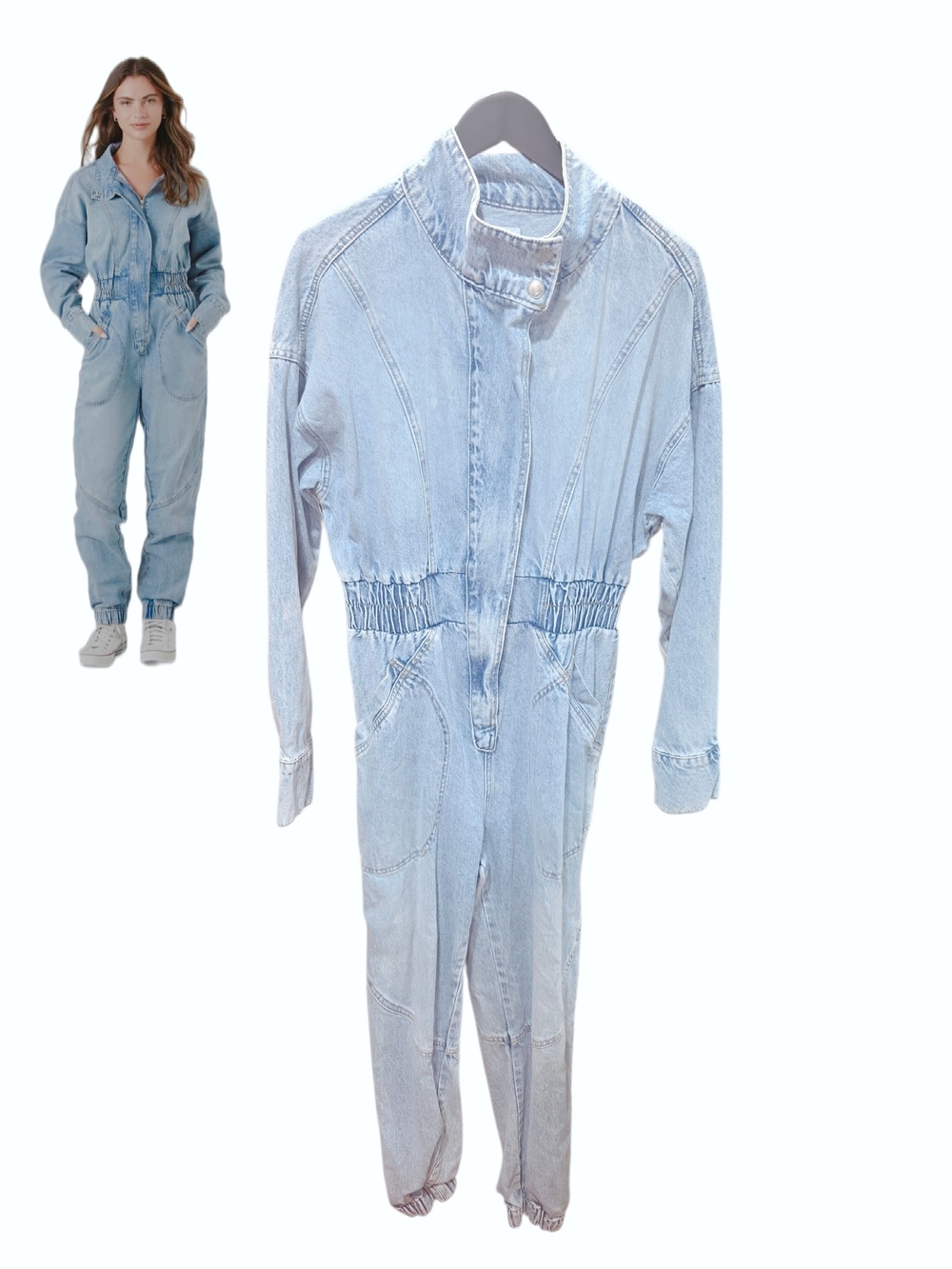 Forever 21 Denim Funnel-Neck Jumpsuit